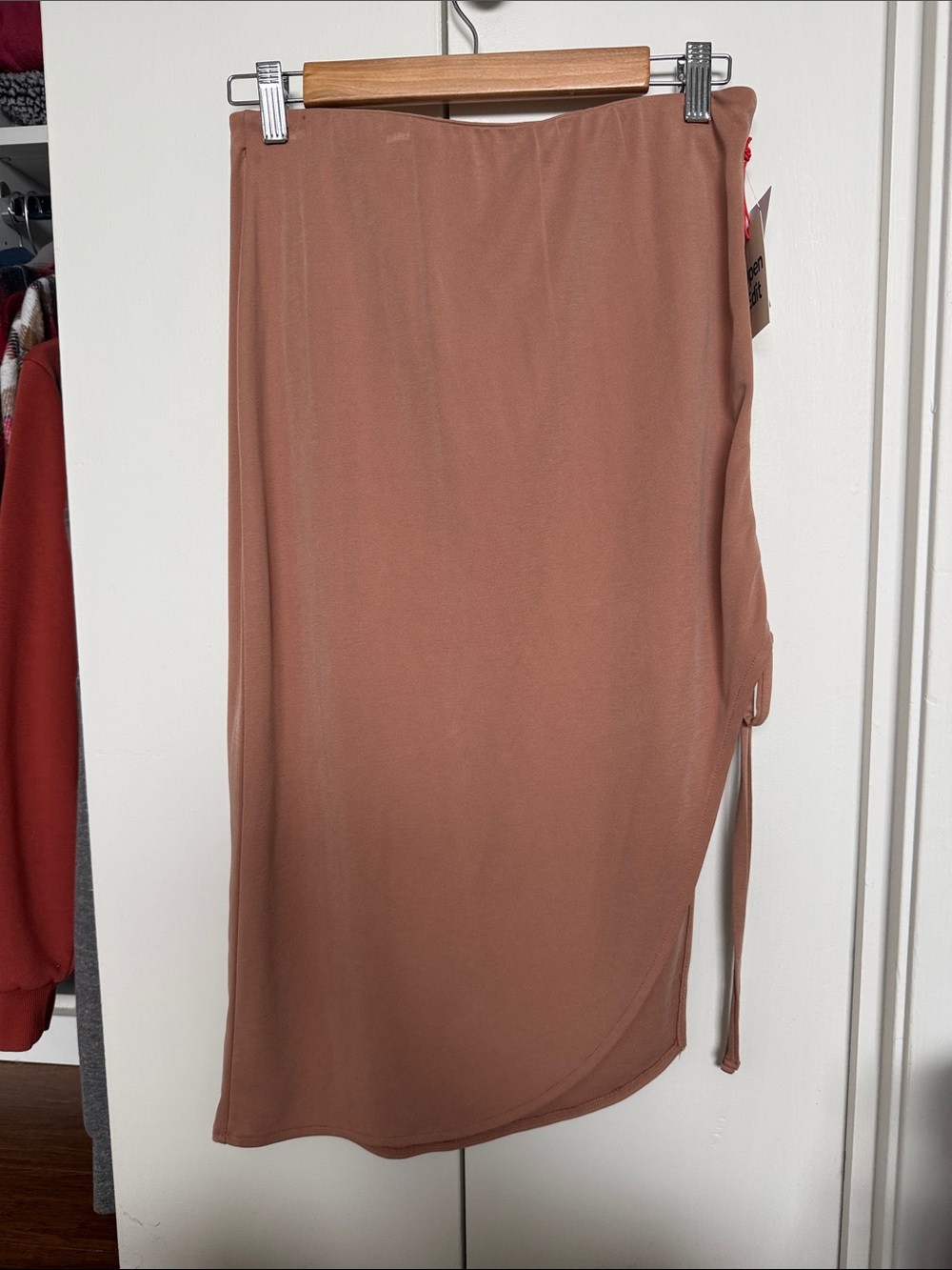 NWT Asymmetrical Midi Skirt in Dusty Rose with Side Tie